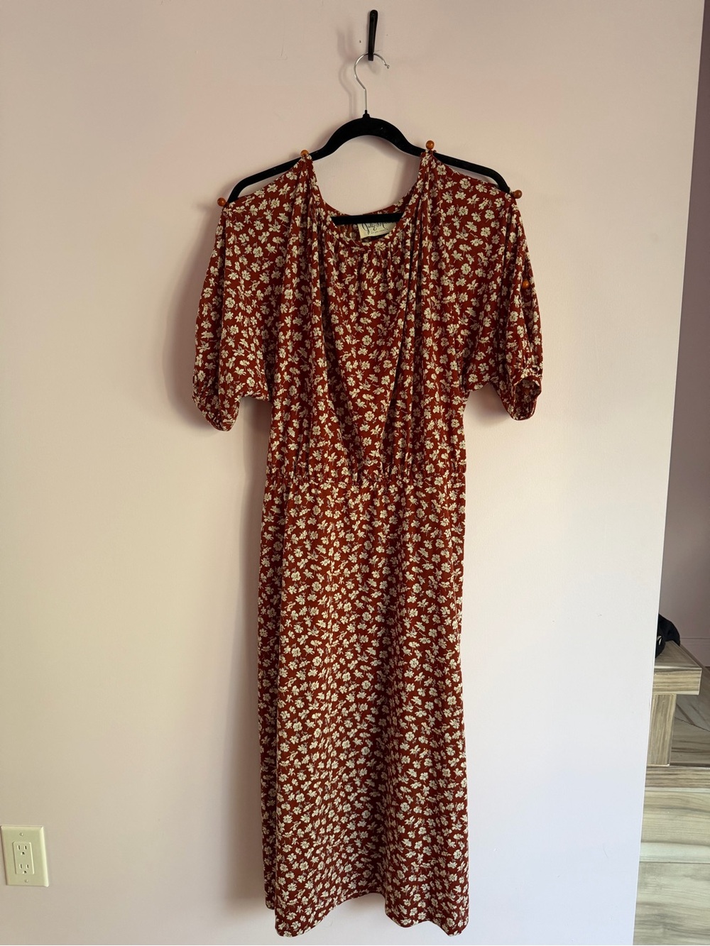 1970’s Prairie Floral Brown Dress Julie Miller of California XL